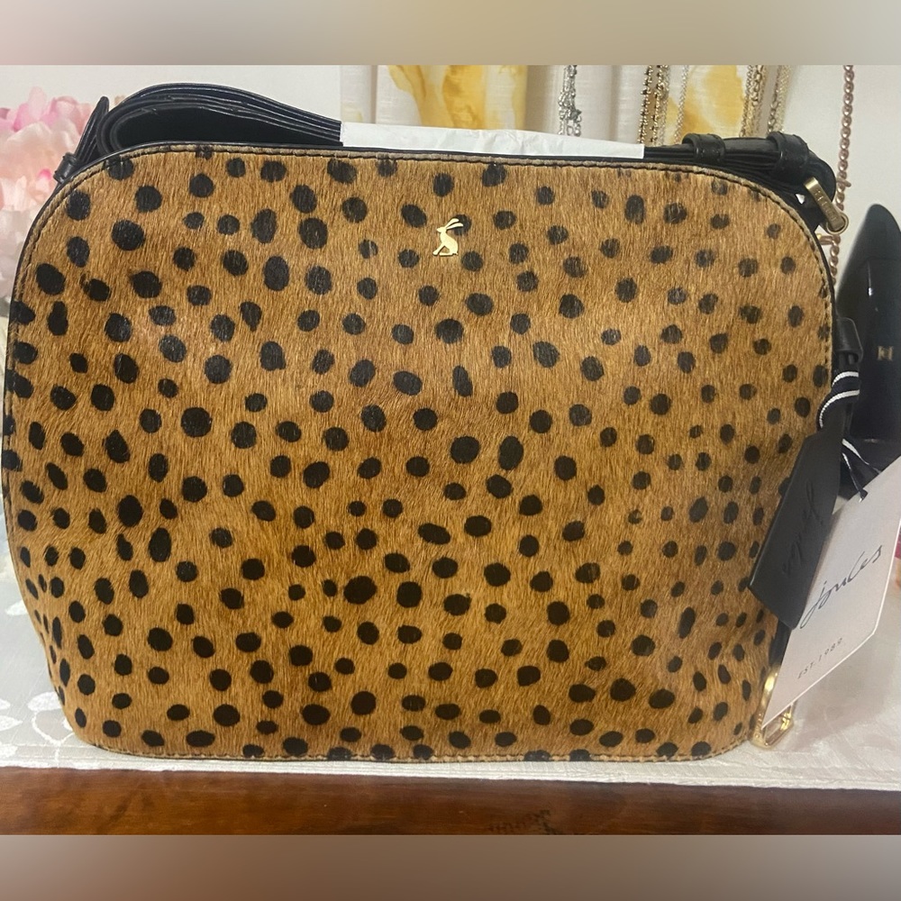 New Joules Cheetah Calf Hare Bag - Picture 1 of 15